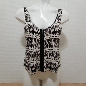 Kirra top Medium NWT sleeveless hook & eye front corset style abstract print